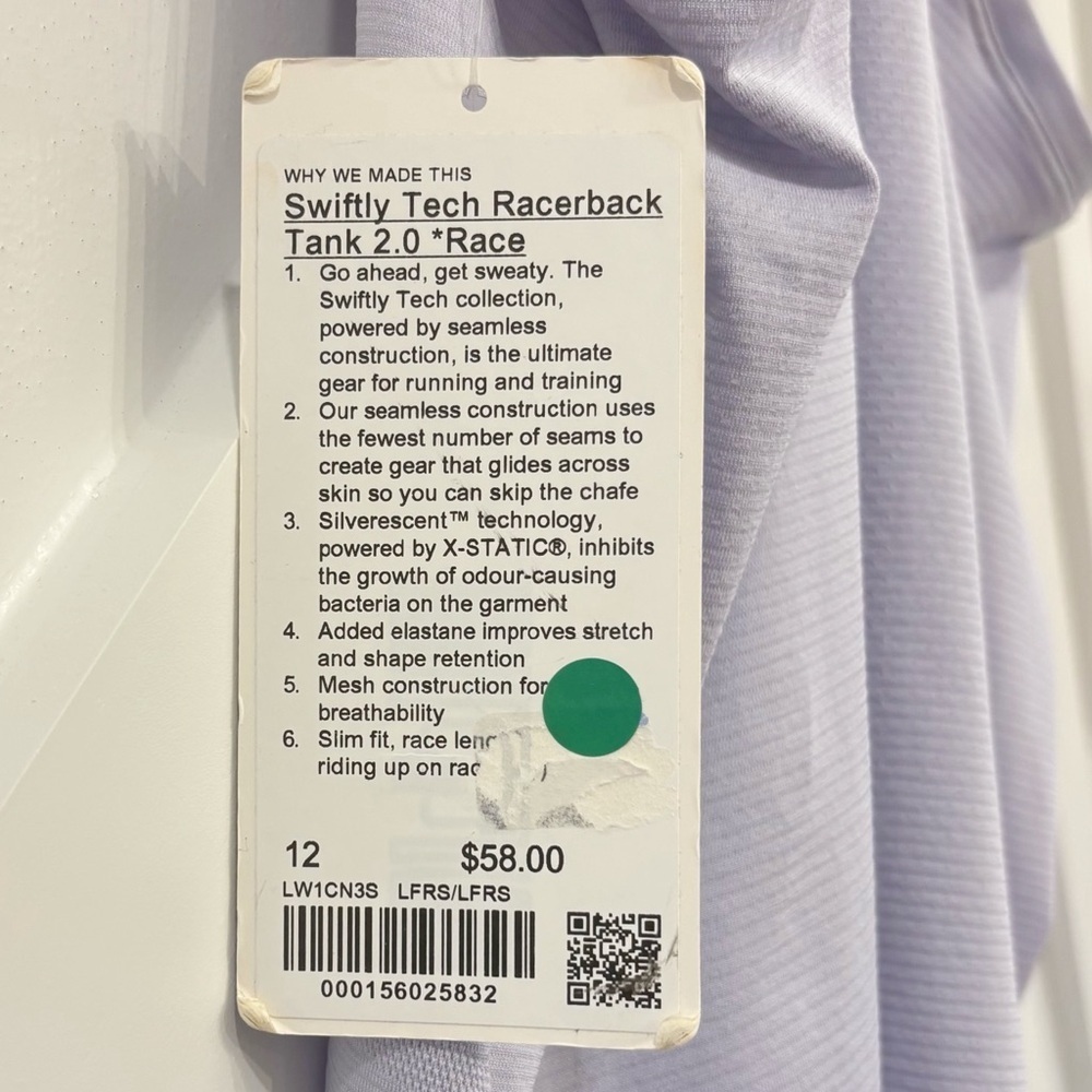NWT Lululemon Swiftly Tech Racerback Tank Top *Race In Lavender Frost Size 12 - Picture 6 of 6